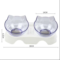 HKM-157395 Transparent Cat Head Double Feeding Bowl with Neck Protection Design