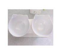 HKM-157395 Transparent Cat Head Double Feeding Bowl with Neck Protection Design