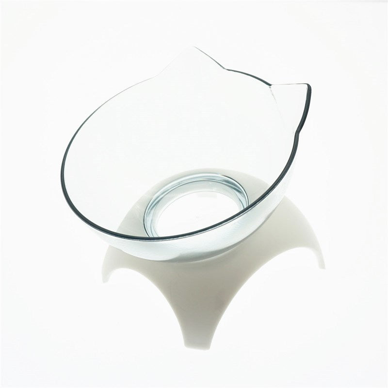 HKM-157395 Transparent Cat Head Double Feeding Bowl with Neck Protection Design