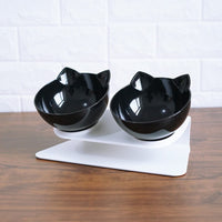 HKM-157395 Transparent Cat Head Double Feeding Bowl with Neck Protection Design