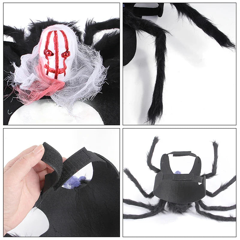HKM-157459 Halloween Spider Costume for Dogs and Cats - Funny Pet Cosplay Apparel and Accessories