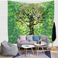 HKM-157587 Green Blue Indian Mandala Tapestry Flower Wall Art for Home Décor