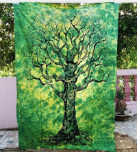 HKM-157587 Green Blue Indian Mandala Tapestry Flower Wall Art for Home Décor