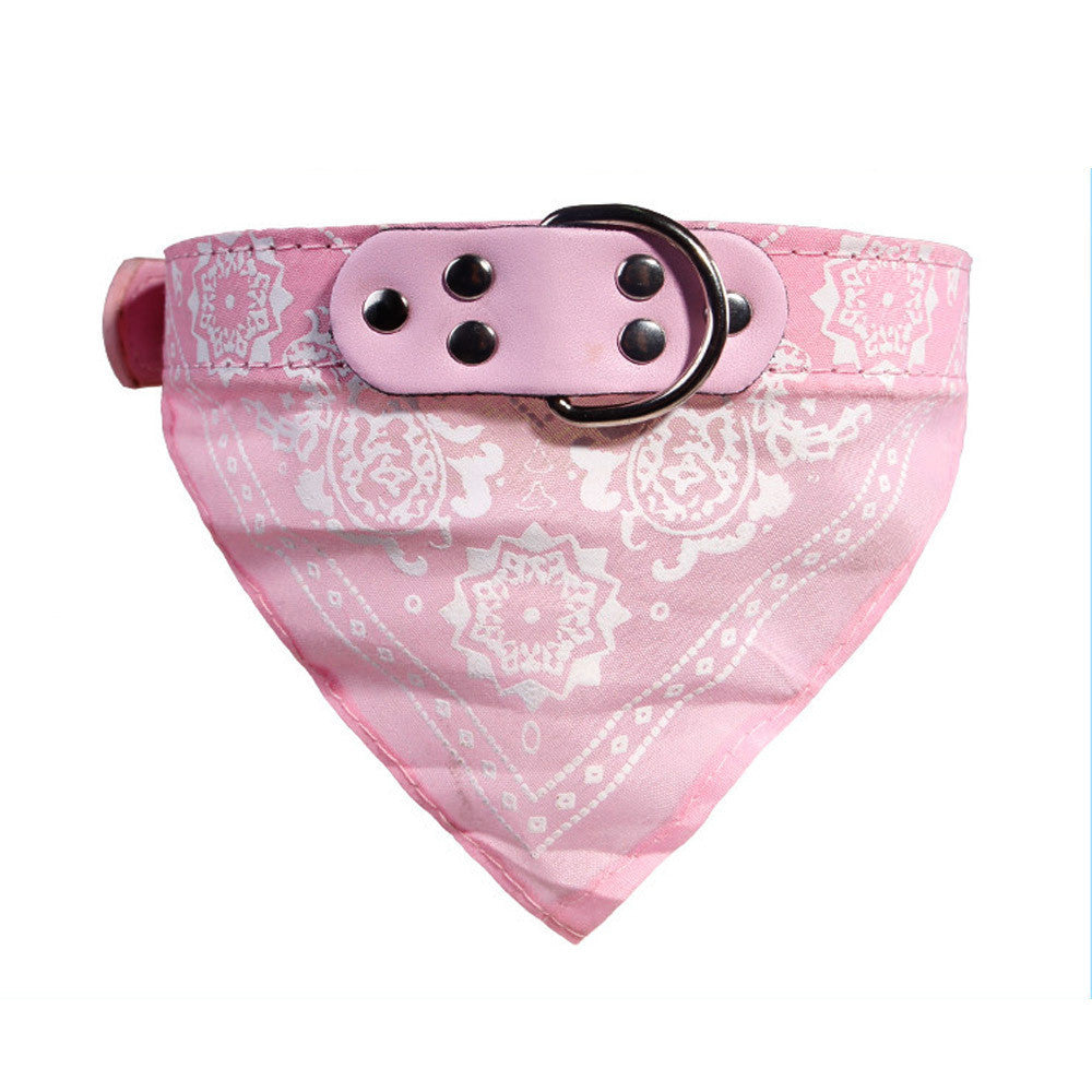 HKM-157587 Pet Fashion Print Collar Triangle Saliva Towel