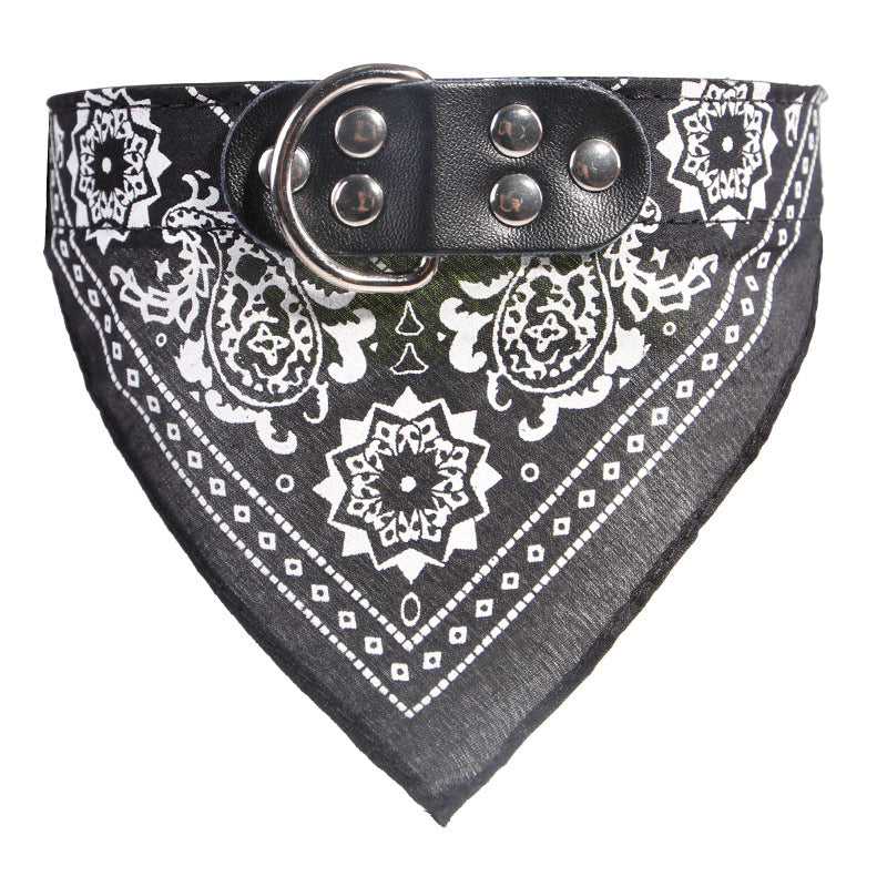 HKM-157587 Pet Fashion Print Collar Triangle Saliva Towel