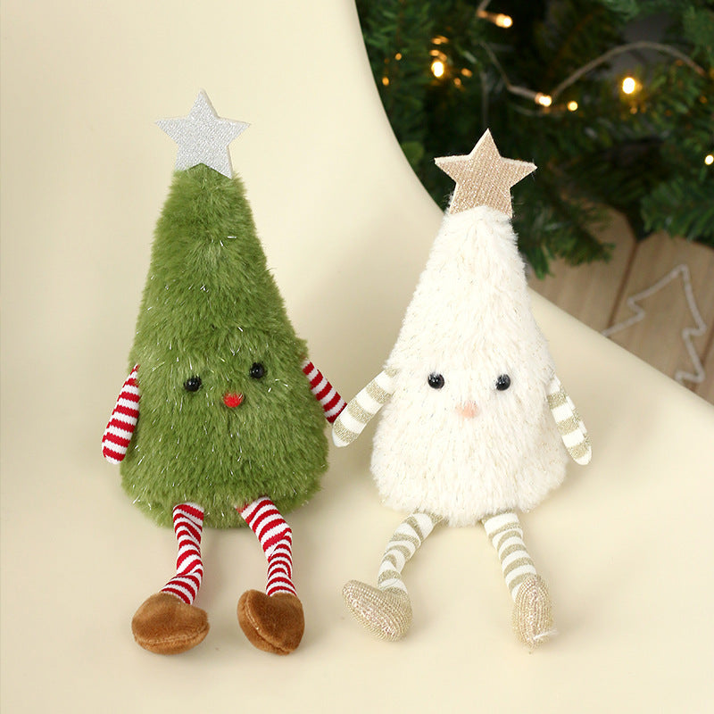 HKM-157651 Cute Christmas Plush Doll Ornaments in Green and White Non-Woven Fabric