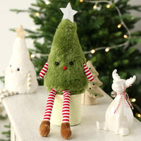 HKM-157651 Cute Christmas Plush Doll Ornaments in Green and White Non-Woven Fabric