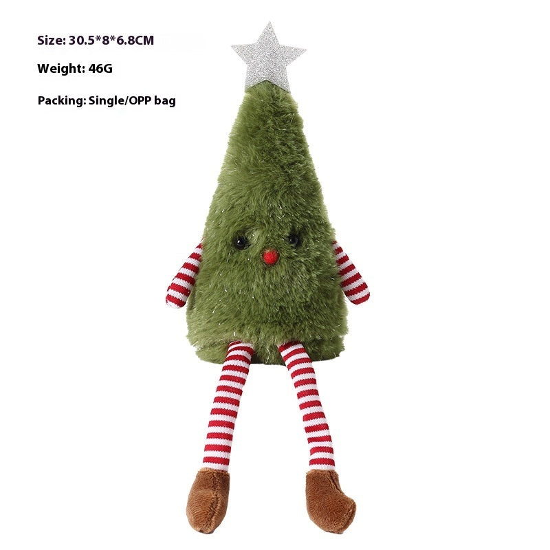 HKM-157651 Cute Christmas Plush Doll Ornaments in Green and White Non-Woven Fabric