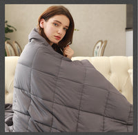 HKM-157715 Dark Gray Cotton Gravity Blanket with Chemical Fiber and Glass Beads - 20lbs (152x203cm)