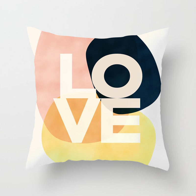 HKM-157715 Geometric Abstract Polyester Pillow Cover for Modern Home Décor - 45cm x 45cm