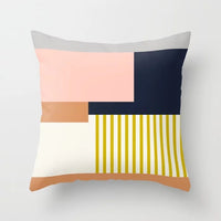 HKM-157715 Geometric Abstract Polyester Pillow Cover for Modern Home Décor - 45cm x 45cm