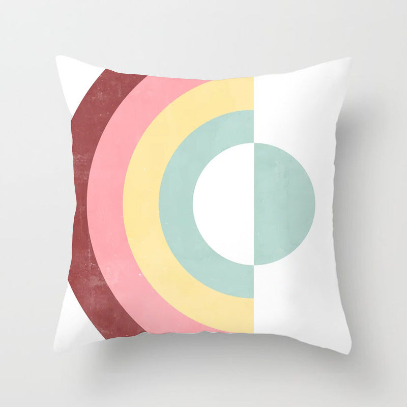 HKM-157715 Geometric Abstract Polyester Pillow Cover for Modern Home Décor - 45cm x 45cm