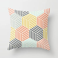 HKM-157715 Geometric Abstract Polyester Pillow Cover for Modern Home Décor - 45cm x 45cm