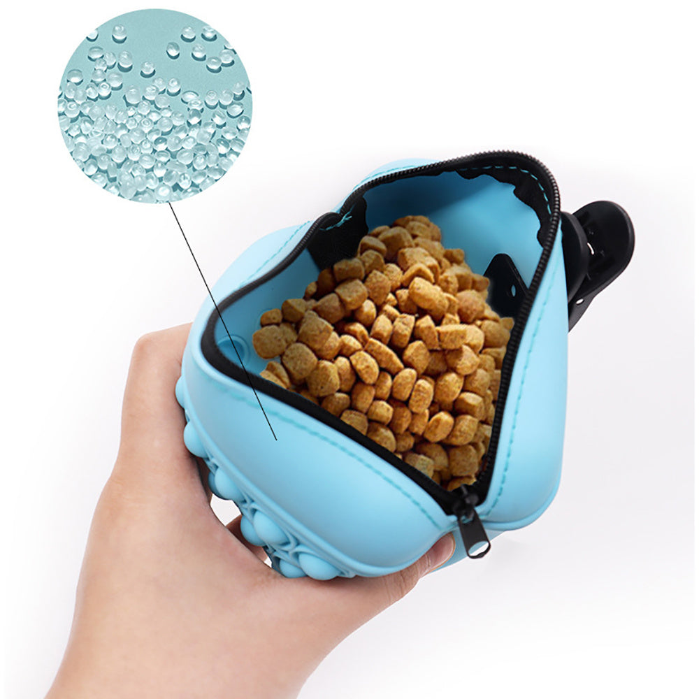 HKM-157715 Silicone Dog Treat Pouch with Zipper Closure - Portable Training Waist Bag for Dog Snacks
