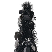 HKM-157843 Glossy Black Artificial Pop-Up Christmas Tree 150 cm with Silver Accents