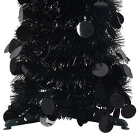 HKM-157843 Glossy Black Artificial Pop-Up Christmas Tree 150 cm with Silver Accents