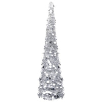 HKM-157843 Glossy Black Artificial Pop-Up Christmas Tree 150 cm with Silver Accents