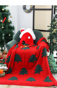 HKM-158035 Floral Decorative Christmas Tree Blanket with Matching Pillow - Available in Two Sizes