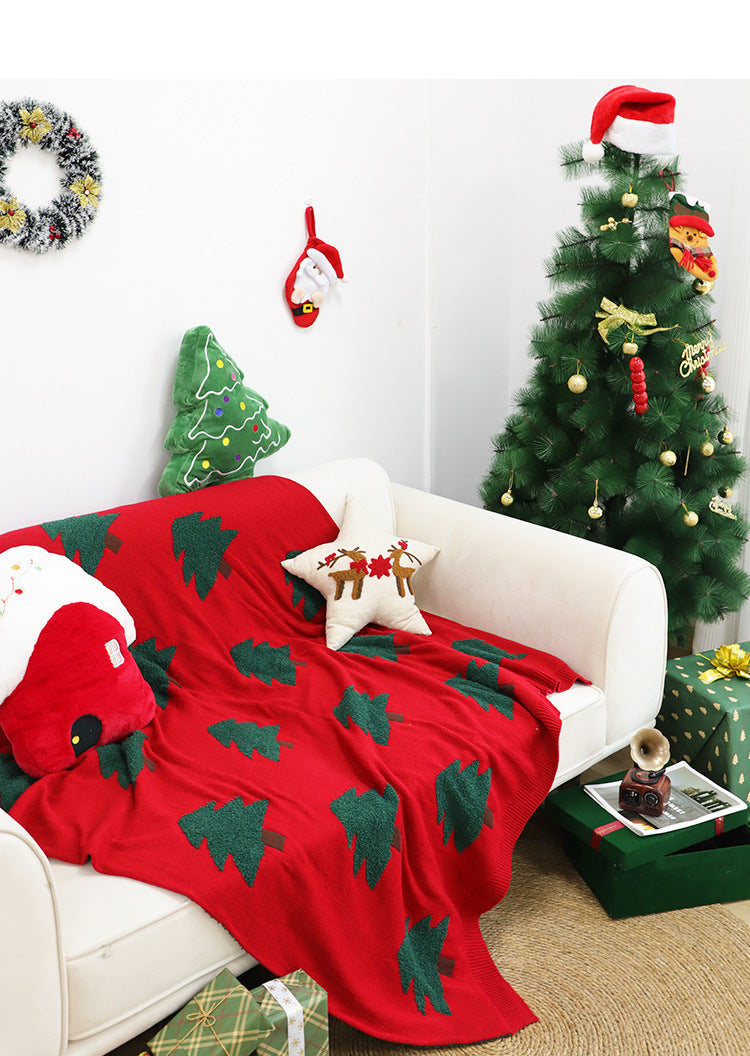 HKM-158035 Floral Decorative Christmas Tree Blanket with Matching Pillow - Available in Two Sizes