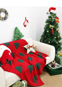 HKM-158035 Floral Decorative Christmas Tree Blanket with Matching Pillow - Available in Two Sizes