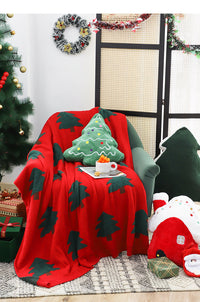 HKM-158035 Floral Decorative Christmas Tree Blanket with Matching Pillow - Available in Two Sizes