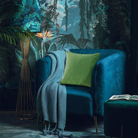 HKM-158099 Modern Dutch Velvet Pillow Case with Tropical Rainforest Print - 45x45 & 50x50 Sizes