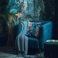 HKM-158099 Modern Dutch Velvet Pillow Case with Tropical Rainforest Print - 45x45 & 50x50 Sizes