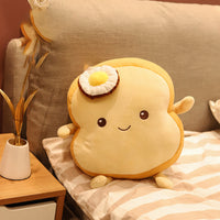 HKM-158163 Super Soft Poached Egg Toast Plush Doll, Cozy Bread-Themed Cushion