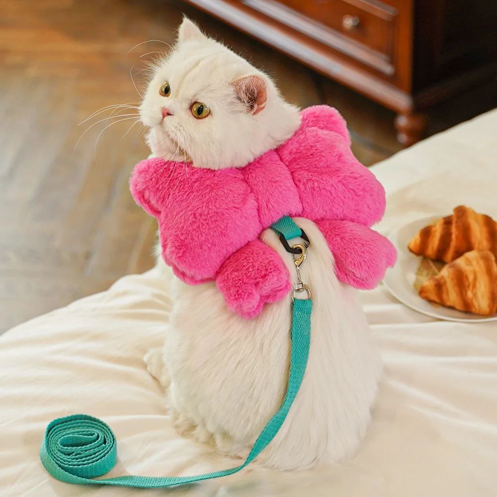 HKM-158227 Cute Bow Chest Strap and Traction Rope for Dogs and Cats - Adjustable Sizes M, L, XL