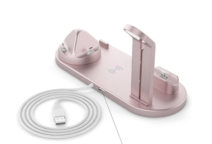 HKM-158291 Three-in-One Desktop Wireless Charger Stand - Compatible with Multiple Devices