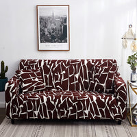 HKM-158419 Elastic Full Cover Sofa Protector - European Style Geometric Fabric, Fits Modular Sofas, Multiple Sizes Available