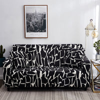 HKM-158419 Elastic Full Cover Sofa Protector - European Style Geometric Fabric, Fits Modular Sofas, Multiple Sizes Available