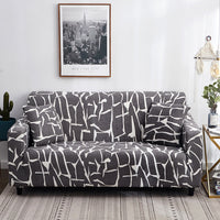 HKM-158419 Elastic Full Cover Sofa Protector - European Style Geometric Fabric, Fits Modular Sofas, Multiple Sizes Available