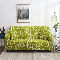 HKM-158419 Elastic Full Cover Sofa Protector - European Style Geometric Fabric, Fits Modular Sofas, Multiple Sizes Available