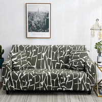 HKM-158419 Elastic Full Cover Sofa Protector - European Style Geometric Fabric, Fits Modular Sofas, Multiple Sizes Available