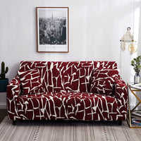 HKM-158419 Elastic Full Cover Sofa Protector - European Style Geometric Fabric, Fits Modular Sofas, Multiple Sizes Available