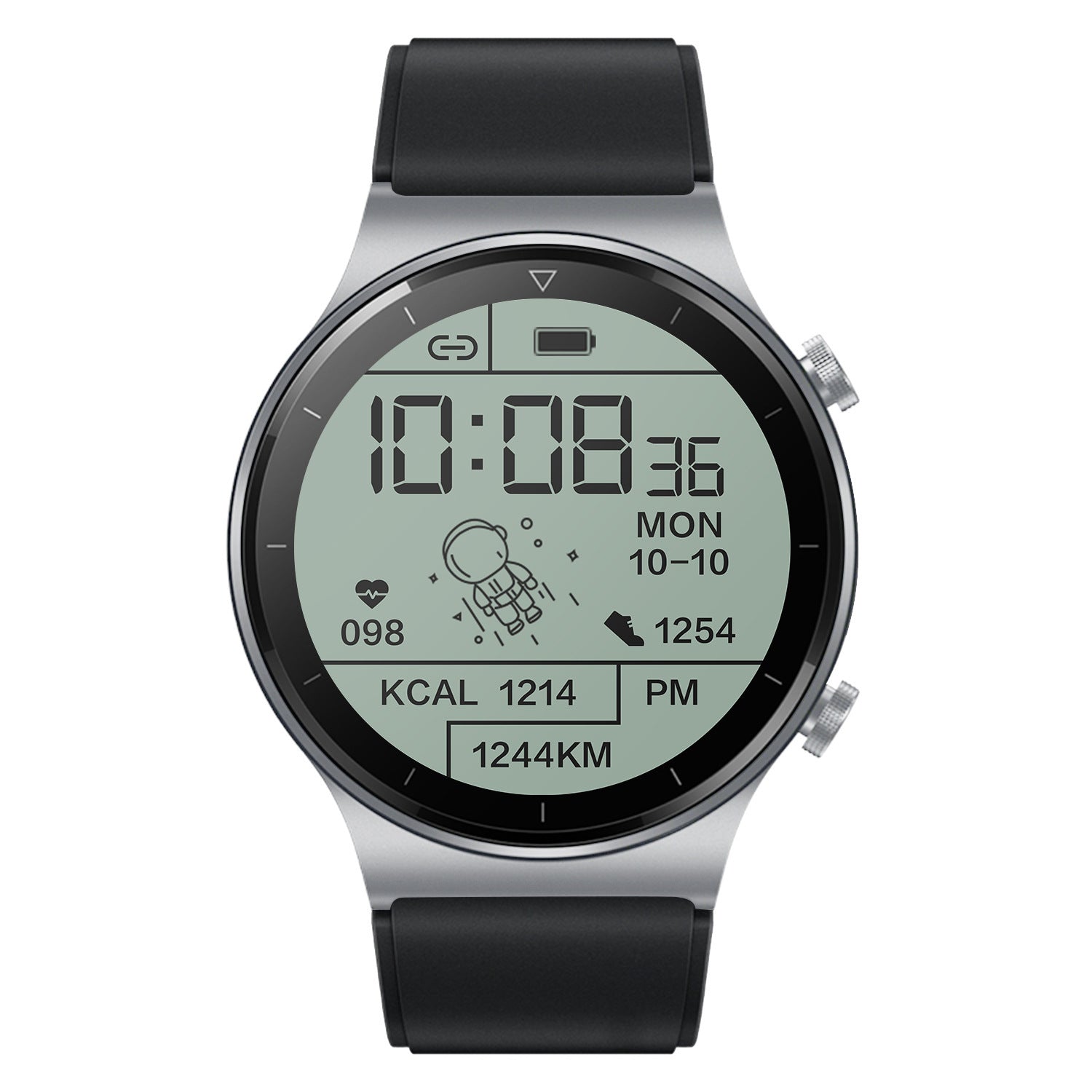 HKM-158547 Smart Watch with Heart Rate, Blood Pressure, and Blood Oxygen Monitoring - Bluetooth Connectivity, Touchscreen Interface, 1.3-Inch Display, Genuine Leather Strap