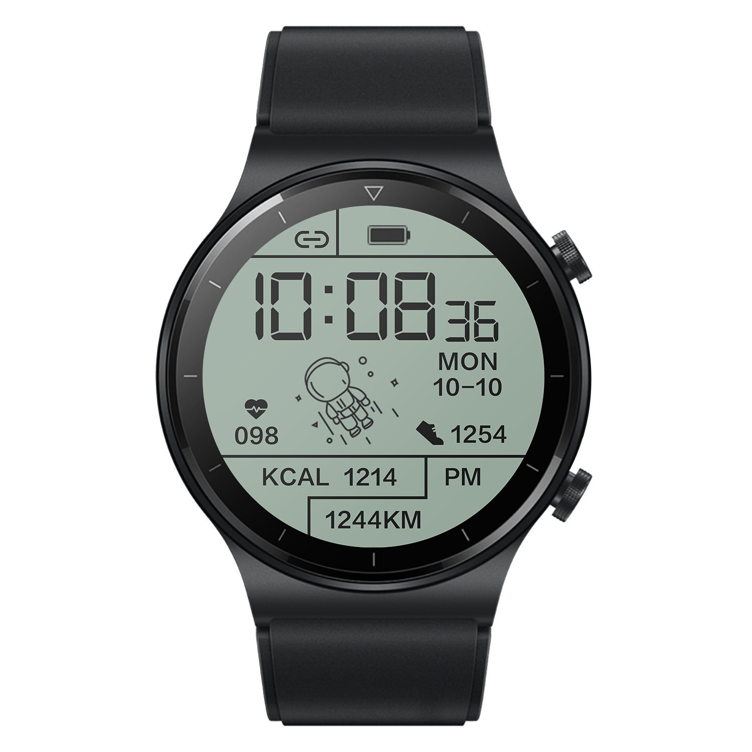 HKM-158547 Smart Watch with Heart Rate, Blood Pressure, and Blood Oxygen Monitoring - Bluetooth Connectivity, Touchscreen Interface, 1.3-Inch Display, Genuine Leather Strap