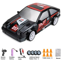 HKM-158611 1:24 Scale RC Mini Drift Car - 4WD Electric Remote Control for Indoor/Outdoor Fun, Ready-to-Go Model