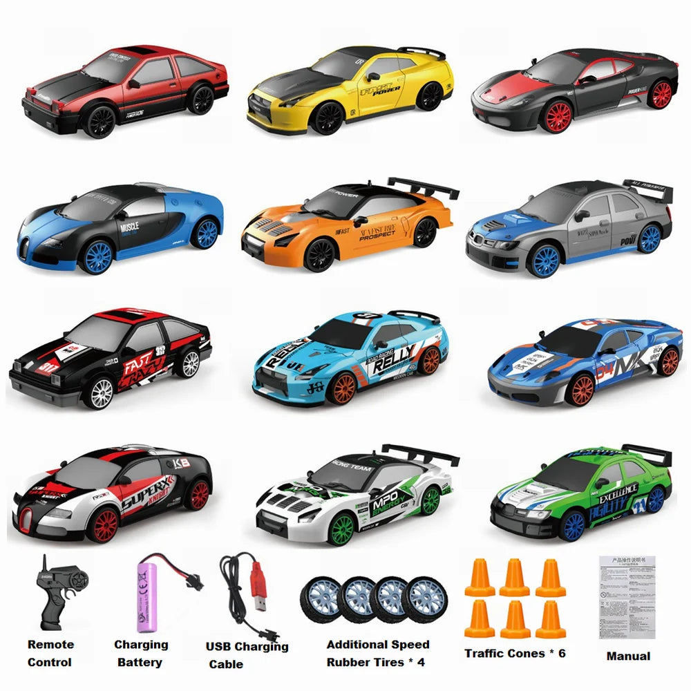 HKM-158611 1:24 Scale RC Mini Drift Car - 4WD Electric Remote Control for Indoor/Outdoor Fun, Ready-to-Go Model