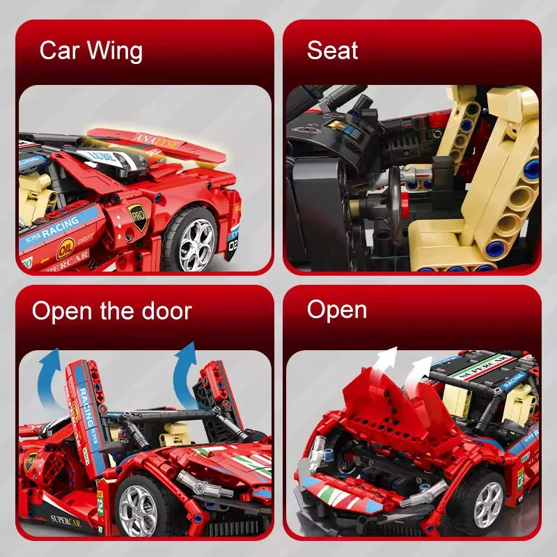 1:14 Speed Car Building Block Set for STEM Learning - 50 Piece Plastic Modeling Toy