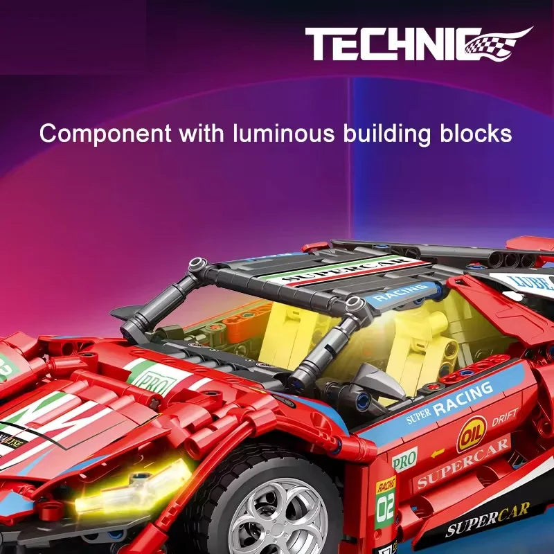 1:14 Speed Car Building Block Set for STEM Learning - 50 Piece Plastic Modeling Toy