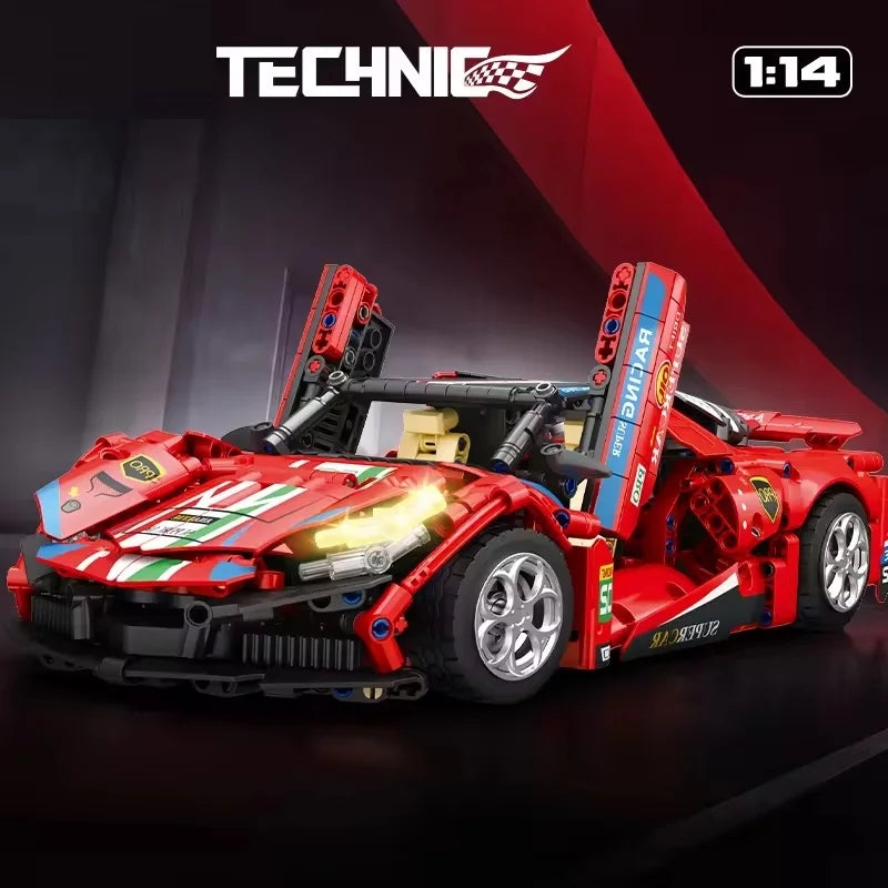 1:14 Speed Car Building Block Set for STEM Learning - 50 Piece Plastic Modeling Toy