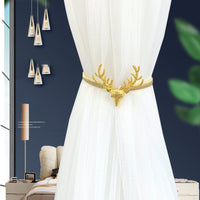 HKM-158739 Elegant Elk Head Metal Curtain Tie Hook for Modern Home Decor