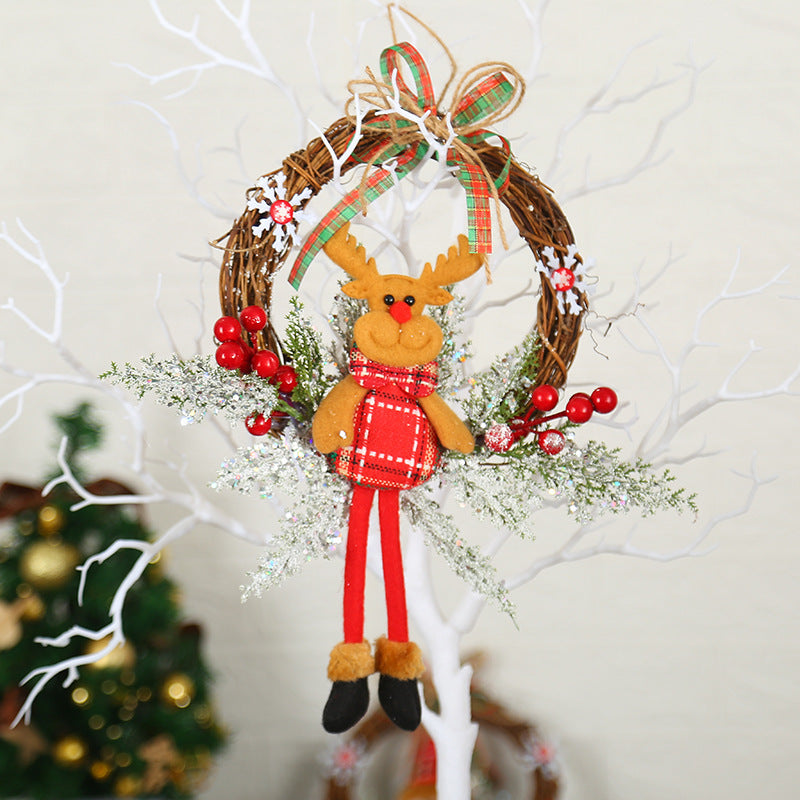HKM-158803 Christmas Wreath for Door or Window - Plush Cloth and Plastic, 30cm