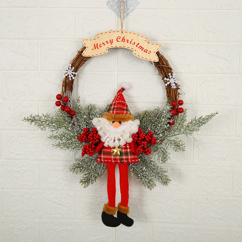 HKM-158803 Christmas Wreath for Door or Window - Plush Cloth and Plastic, 30cm
