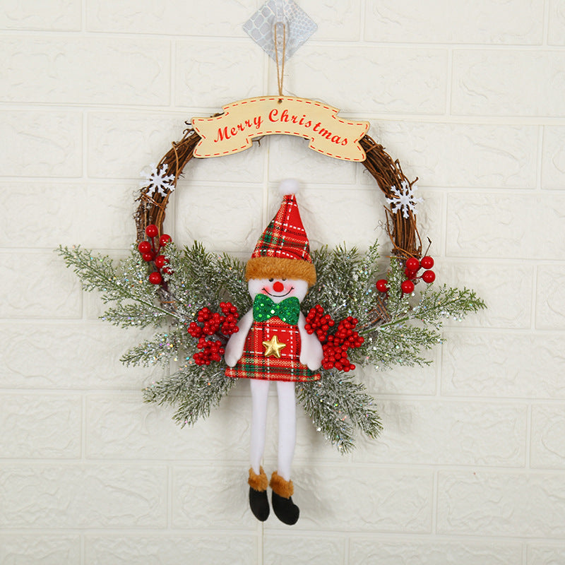 HKM-158803 Christmas Wreath for Door or Window - Plush Cloth and Plastic, 30cm