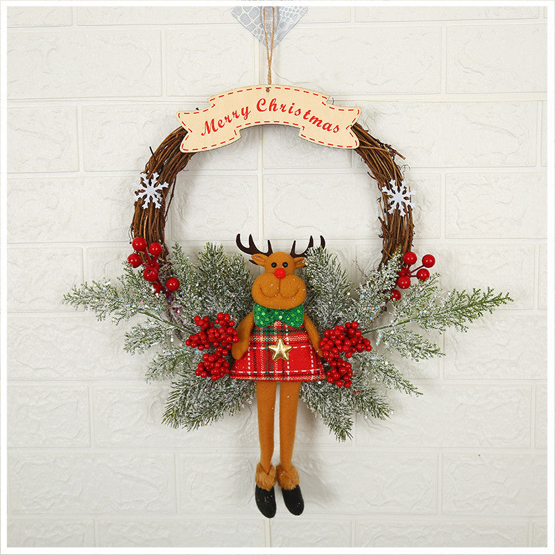 HKM-158803 Christmas Wreath for Door or Window - Plush Cloth and Plastic, 30cm