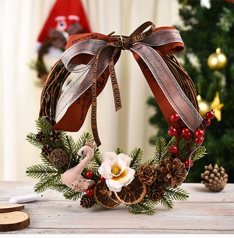HKM-158803 Christmas Wreath for Door or Window - Plush Cloth and Plastic, 30cm