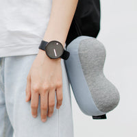 HKM-158867 Memory Foam Candy Shape Neck Pillow in Earth Grey, Sky Blue, and Volcano Black